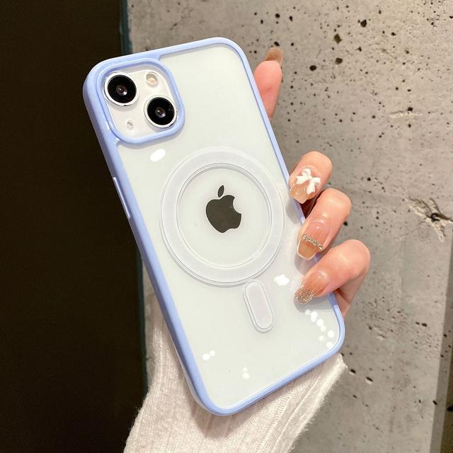 

Оригінальний магнітний чохол для бездротової зарядки Magsafe для Iphone 14 13 12 11 Pro Max X Xr 7 8 Plus Se2 Прозорий акриловий чохол-бампер світло-синій колір