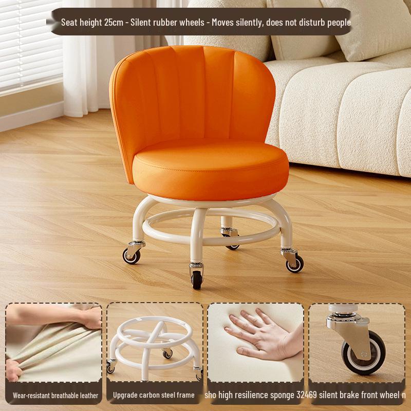 Children's Rotating Stool with Backrest and Silent Wheels