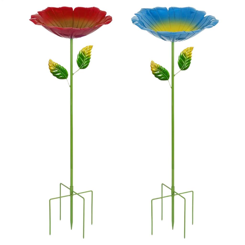 Bee Bath Flower Shaped Garden Stake Bird Water Feeder Outside Butterfly Drinking Station for Patio Backyard Porch Yard Lawn