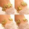 Retro Geometric Asymmetrical Moon Sun Butterfly Flower Open Bangles for Women High Quality Stainless Steel Non-fading Jewelry