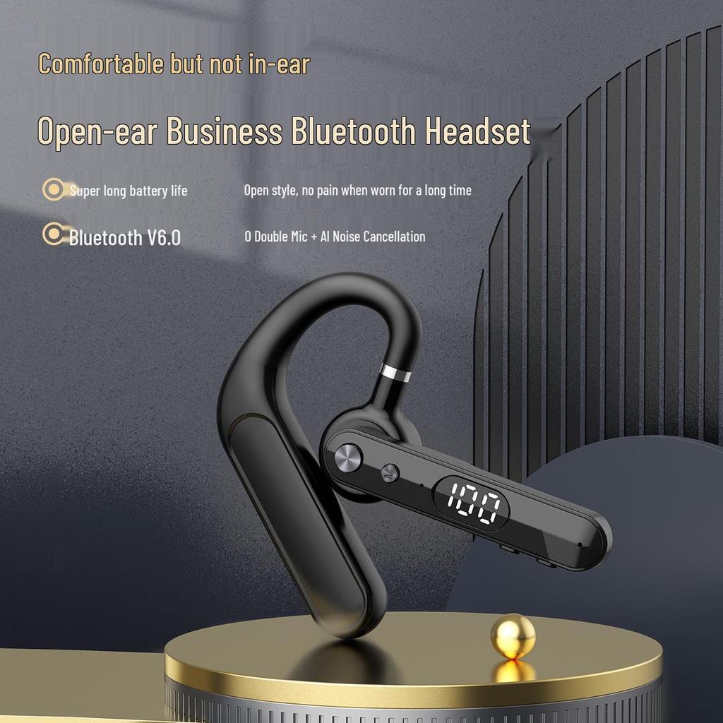 Retro Style Noise-Cancelling Single-Ear Wireless Bluetooth Earphone with Long Standby and Low Latency, v6.0 In-Ear Hook-Type for E-sports