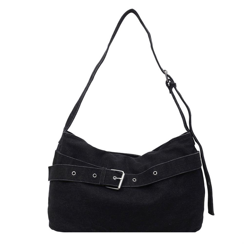 

Однотонная джинсовая сумка-тоут, сумка-тоут, подмышечные сумки, повседневная, большой вместимости, женская чёрный