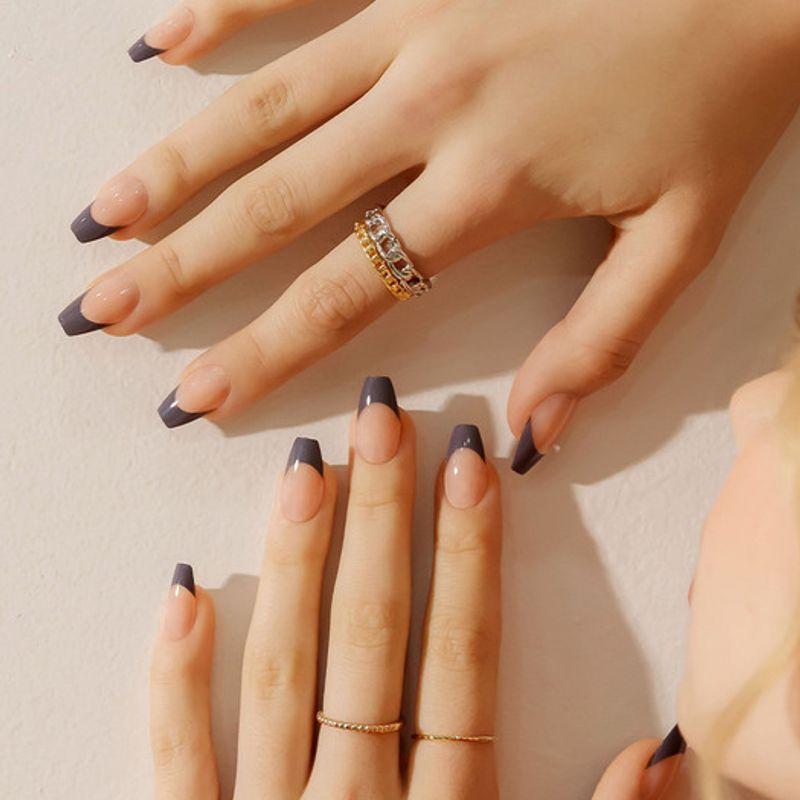 Reusable Nail Tips Purple Gray (Coffin)