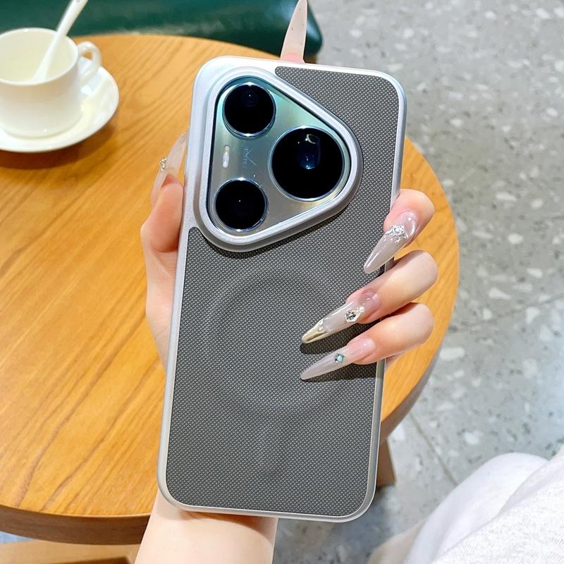 Matte Leather For Magsafe Magnetic Phone Case For Huawei Pura 90 Pro Max Wireless Charging Luxury Plating Ultra Thin Hard Cover