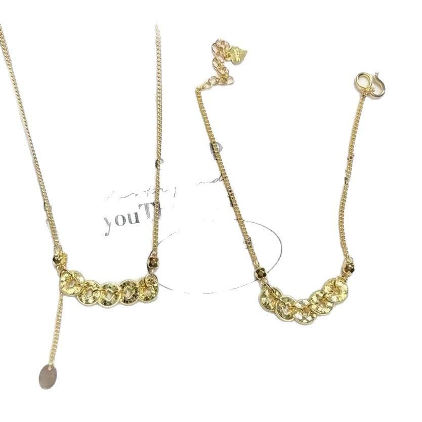 New Broken Ice Five Emperor Coin Wealth Attraction Necklace for Women, Sparkling Exquisite and Versatile New Year's Clavicle Chain