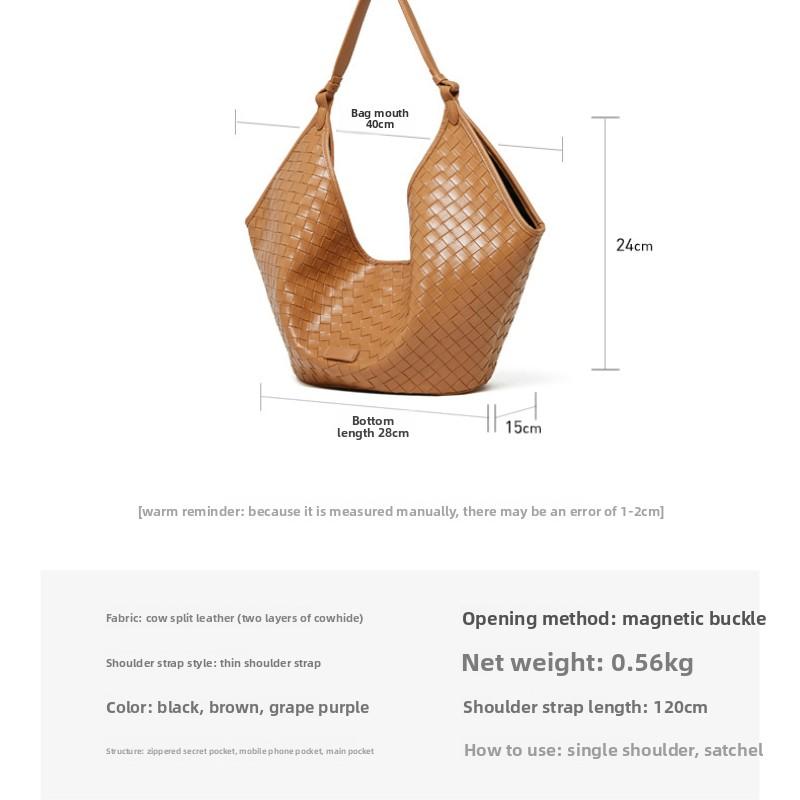 Leather Large-capacity Bag, Women's Foreign-style Cowhide Woven Pattern, Women's Class Commuter Bag