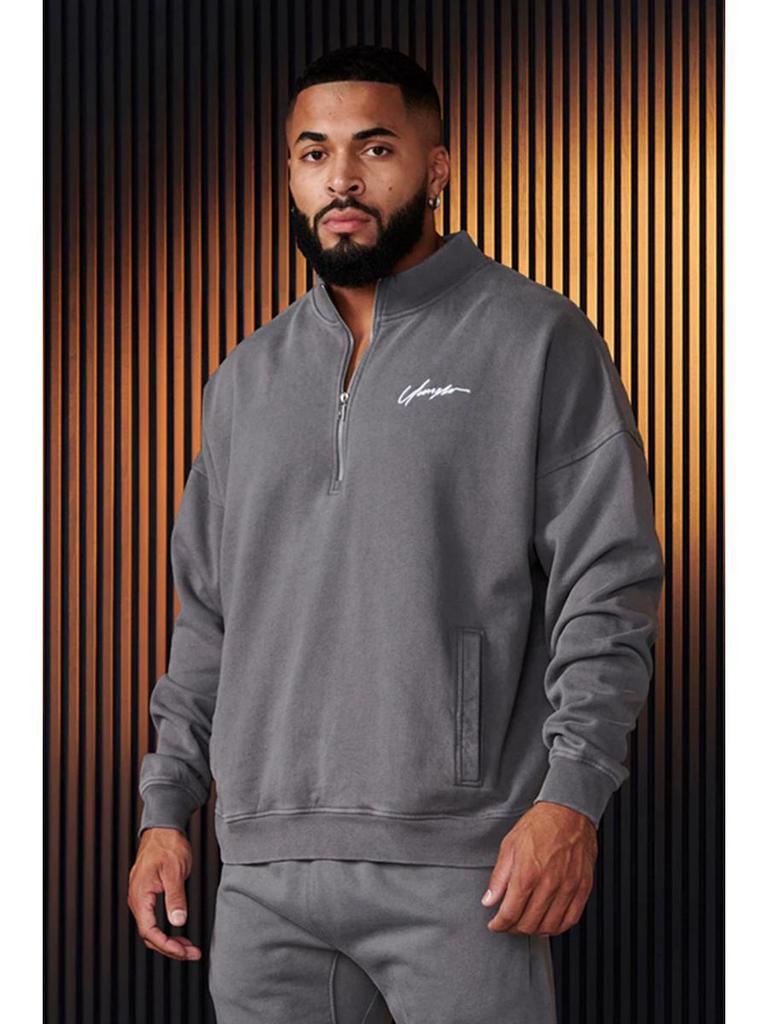 YoungLA Men's Cotton Half-Zip Athletic Sweatshirt - Long Sleeve Running & Fitness Jacket