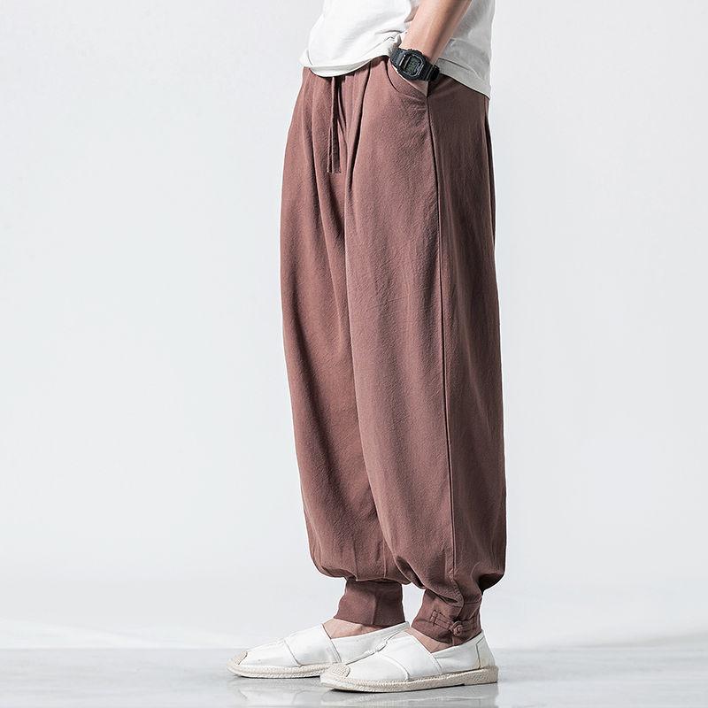 Monk Loose Cotton-Linen Meditation Pants - Hemmed for Spring & Summer