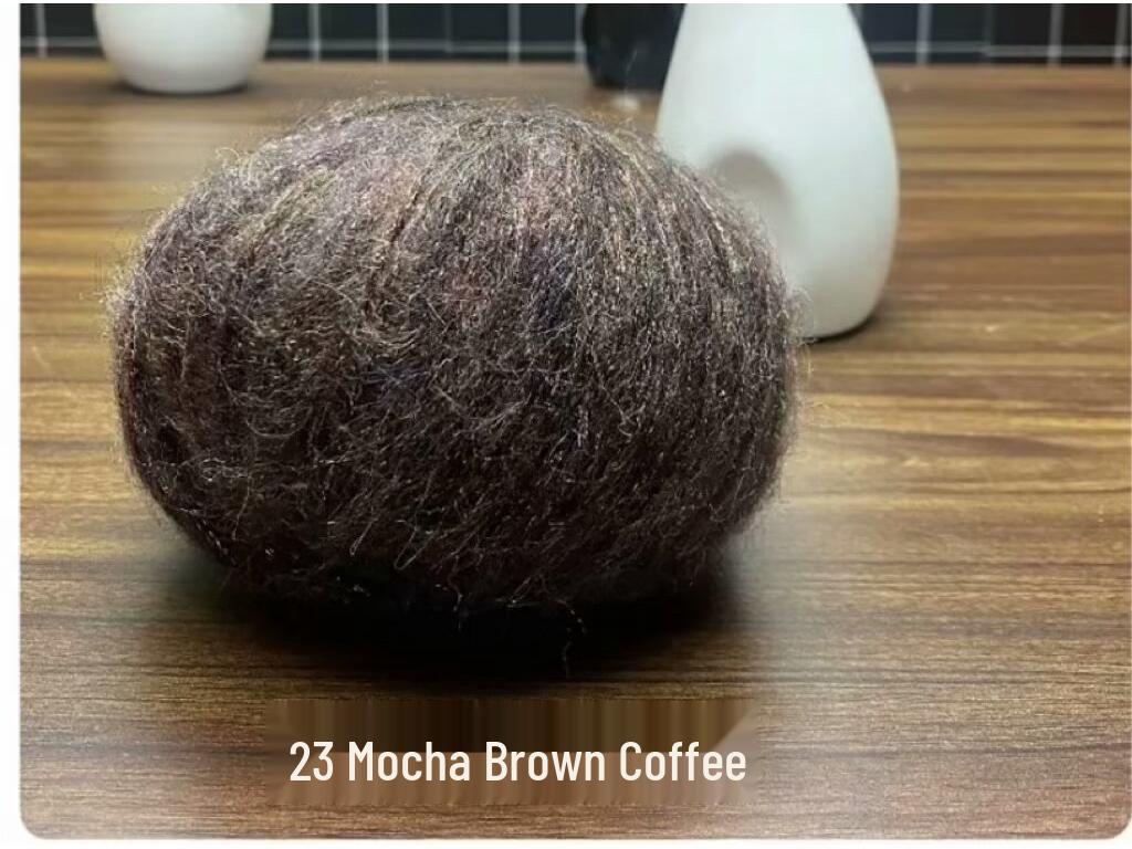 Medium-Thick Sparkly Mohair & Wool Soft Hand-Knitting Yarn Skein