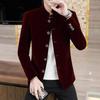 2026 Nou Blazer Toamnă Bărbați cu Guler Înalt Tineri Catifea Blazer cu Nasturi Multipli