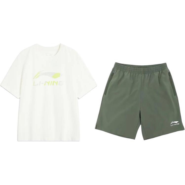 

Li-Ning Round Neck Pullover Logo Print Simple Comfortable Versatile Casual Sports Suit Unisex suit AHSV161-1+YKSV147-1 XL