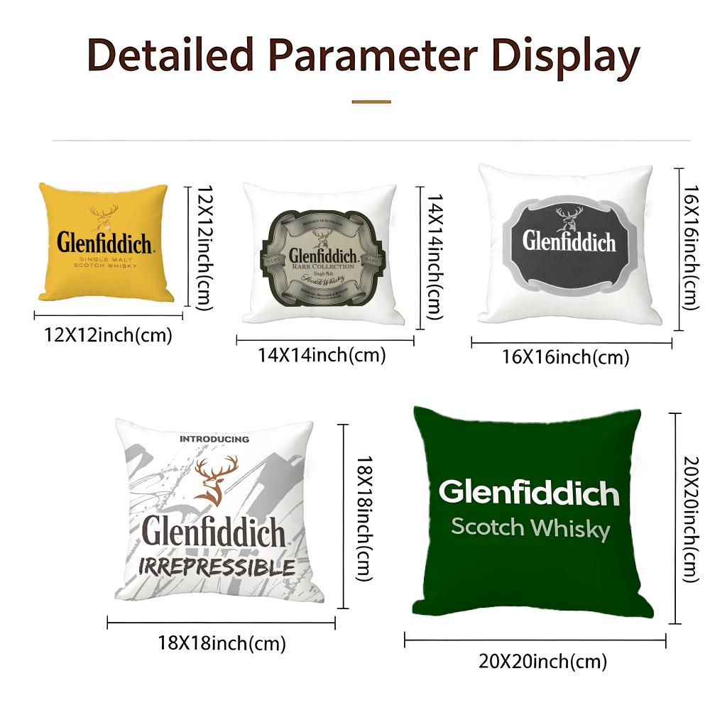 Alcohol Glenfiddich Cushion Cover Cushion Cover Set 4Pcs 50X50 45X45 40X40 Pillowcase Decorative Sofa Home Decor