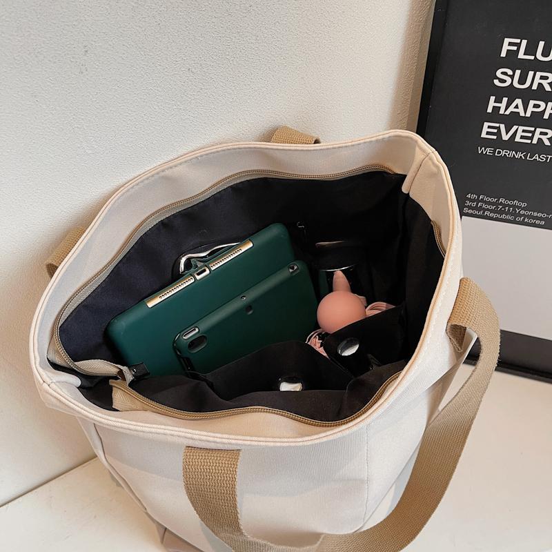 Commuter Tote Bag Women Color Block Underarm Bag Student Shoulder Bag