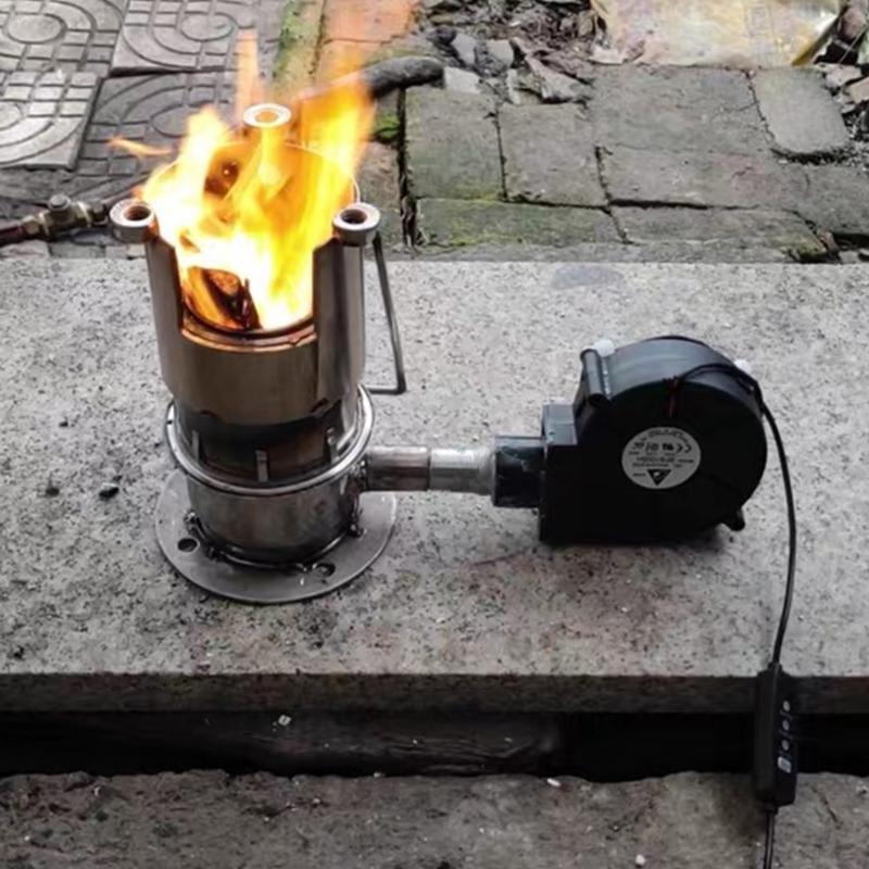 5V-24V Air Blower Fan Charcoal Starter Cooking Fire Starter Grill Fans with Air-Duct Dual Ball Bearing BBQ Camping Tool