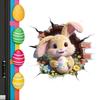 Easter Cartoon Broken Wall Cute Bunny and Eggs Holiday Home Decoration Wall Sticker Self-Adhesive