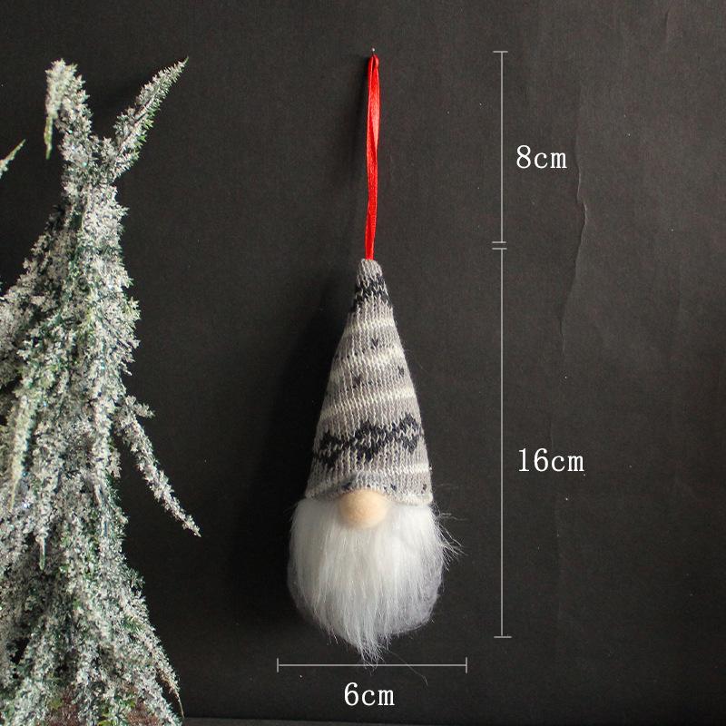 Gestrickter Weihnachtsgnom-Anhänger aus Wolle - Kleine gesichtslose Puppe zur Baumdekoration