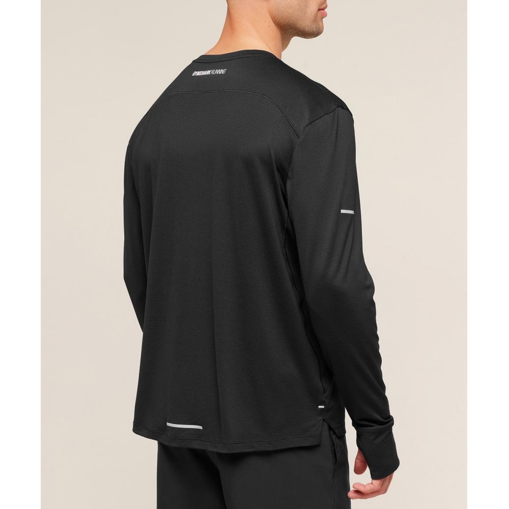 Gymshark Running Long Sleeve T shirT Black A3c8o Bb2j