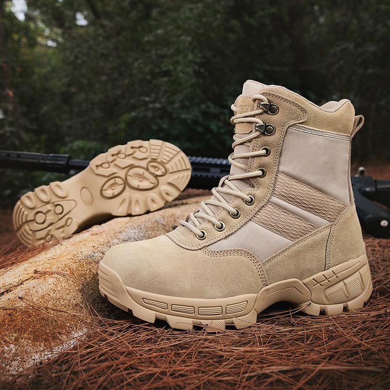 TUINANLE Men Climbing Boots Non Slip High Tops Platform Training Shoes Male Zipper Hiking Shoes