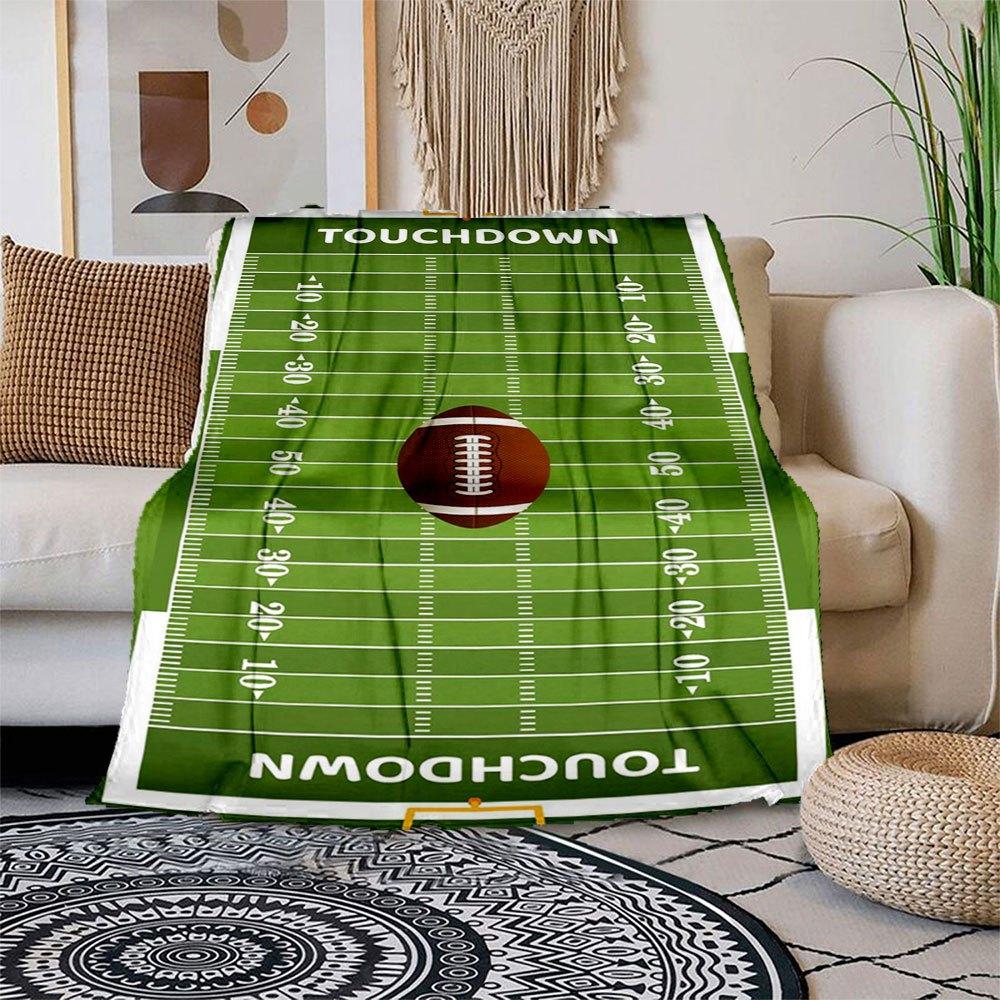 

Touchdown Football Field Wall Art Decor Blanket Flannel Throw Blanket for Sofa, Bed, Travel, Camping, Office, Couch, Chair, And Bed Gift fo 150x180cm