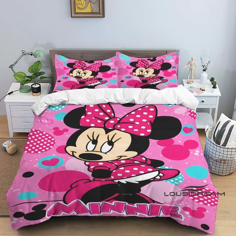 

Minnie Mouse 3-piece cartoon bedding set, exquisite bedding set for adults and children, double and single beds, large size, 135X200cm