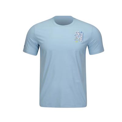 College Style Quick-Dry Round Neck Short Sleeve T-Shirt Men Tops Sky-Blue AHSV049-5