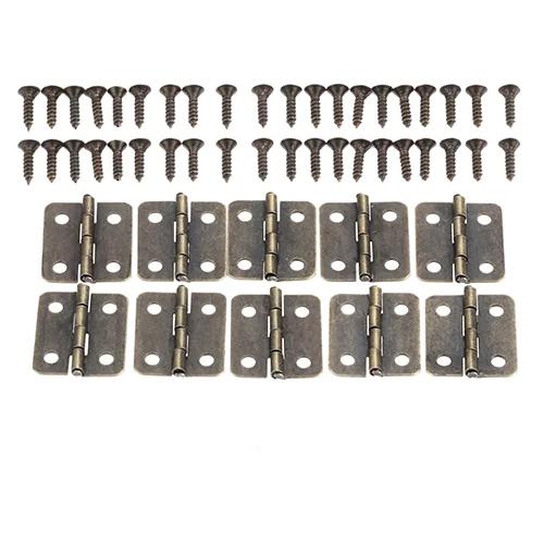 10Pcs Antique Door Cabinet Luggage Furniture Hinges Jewelry Wood Boxes Hinge Home Decoration w/Screw 18*16mm Bronze/Silver/Gold