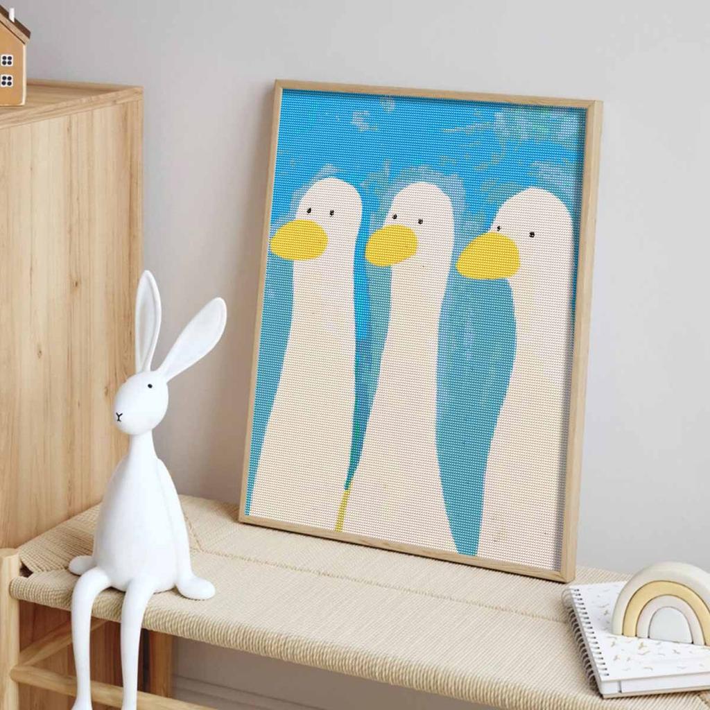 Diamond Painting Kit Duck Trio Full Diamond Round Mosaic Handmade. Home Decoration Gift