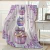 Purple Dessert Pattern Flannel Printed Blanket Suitable For All Seasons Suitable For Living Room Office Sofa And Travel