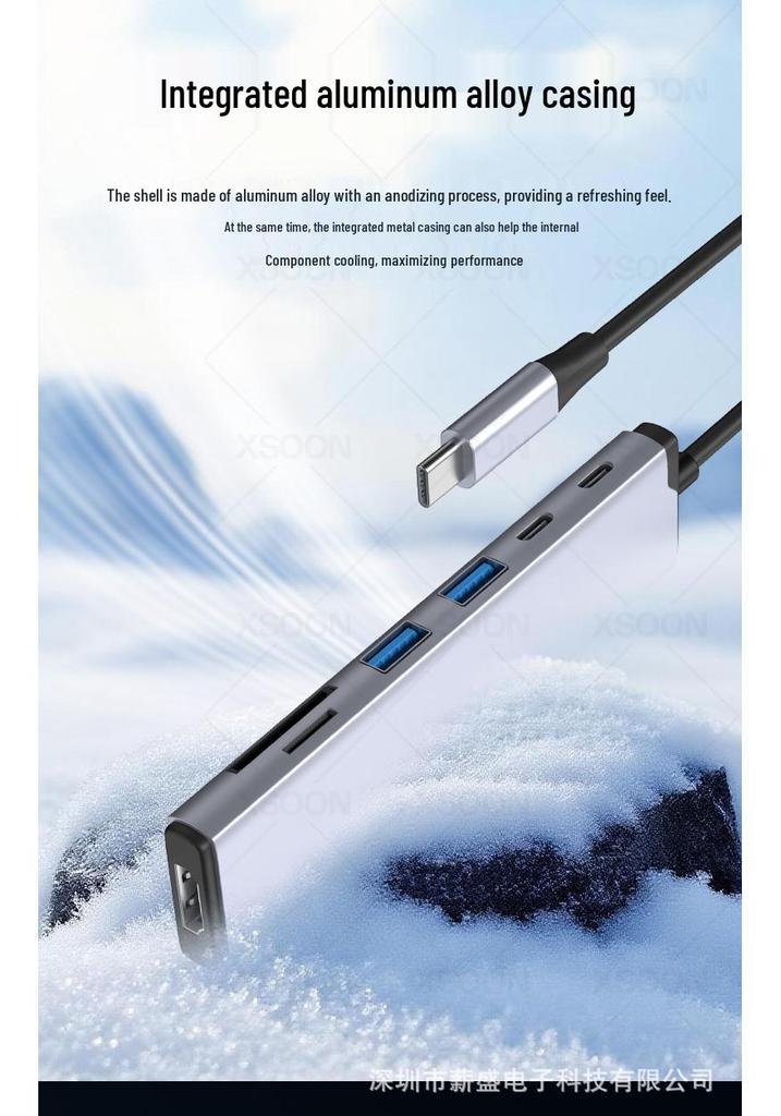 7-in-1 USB-C Docking Station: Includes HDMI, USB 3.0, PD Fast Charging, TF/SD Card Reader.