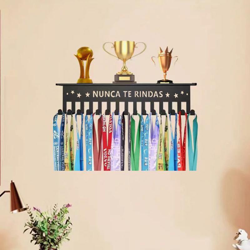 Sturdy Metal Medal Display Rack Wall Mounted Hanger Organizer for Race Running Awards Home Living Room Decor