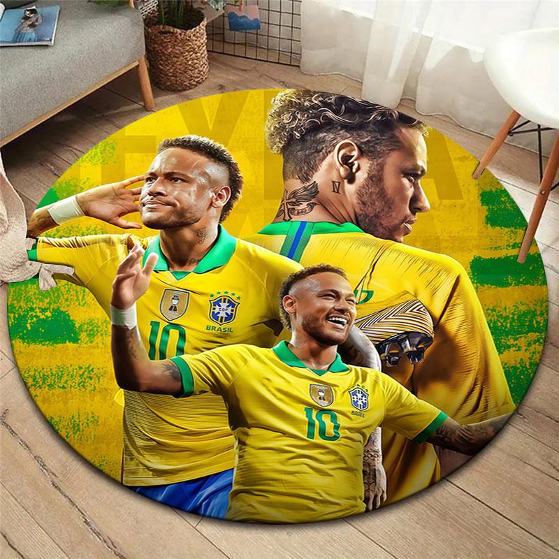 Neymar Round Area Rug,Carpet Rug for Living Room Bedroom Sofa Playroom Decor,Non-slip Floor Mat