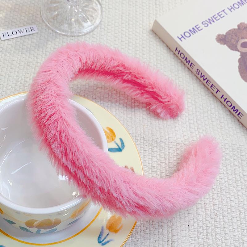 

Новая красочная пушистая повязка на голову для женщин, девушек, милая повязка для украшения волос, плюшевый обруч для волос, резинка для волос, модные аксессуары для волос