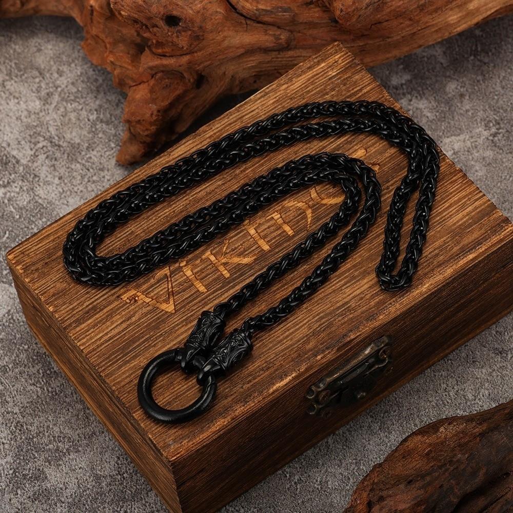 Collier Viking en Alliage de Zinc Fermoir Rond Ouvert Style Ethnique Choker Collier Chaîne Os de Dragon Rétro