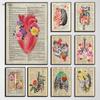Menschliche Organe Blumenkunst Leinwandmalerei Vintage Medizinische Anatomie Bilder an der Wand Poster Cuadros Krankenhausklinik Wanddeko
