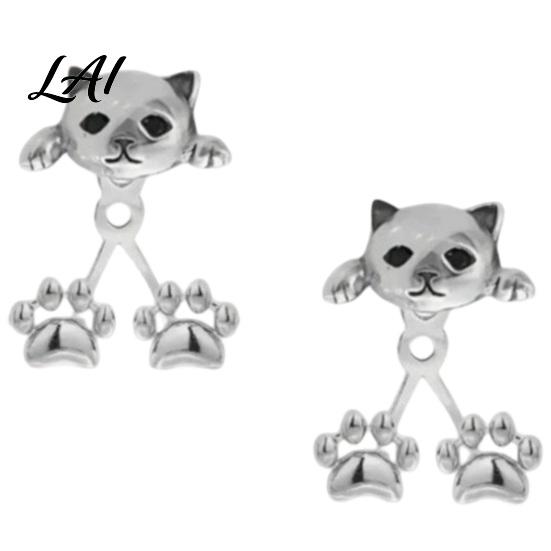 Exquisite Metal Texture Studs 1 Pair Cute Funny Cat Earrings for Women Teens Girls Minimalist Versatile Jewelry Mini Animal Stud Earrings Statement