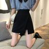 Petite Black A-line Midi Skirt with Irregular Slit - Women's Niche Spring/Summer 2025 Collection