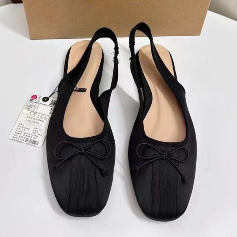 

Модные женские сандалии на плоской подошве в балетном стиле, летние, дизайнерские, с милым узлом-бабочкой, с ремешком на пятке, уличные, для танцев, туфли Мэри Джейн для леди 42 чёрный