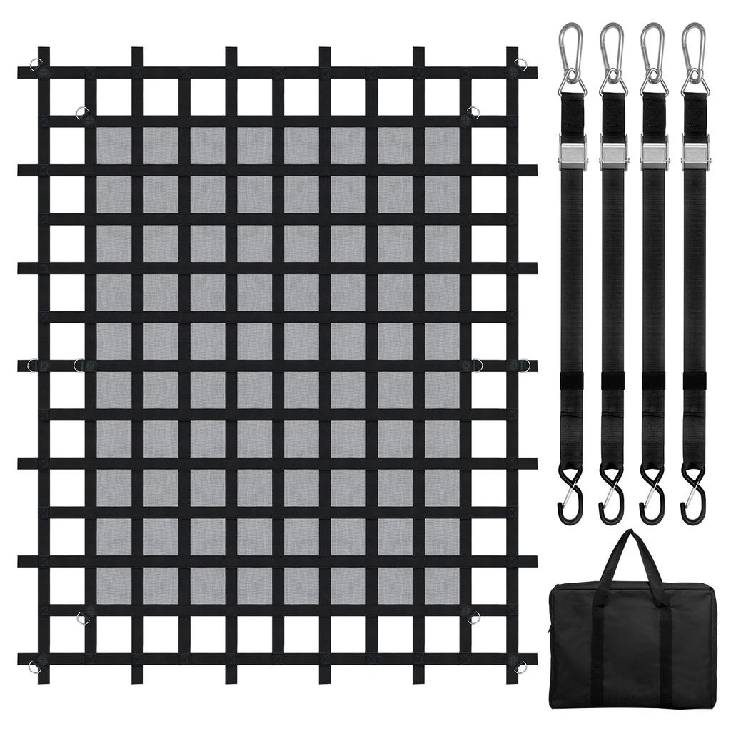 VEVOR Cargo Net, 96 In X 81 In, Heavy Duty Truck Cargo Net for Truck Bed, 4 Adjustable Straps with Carabiners & S-Hooks