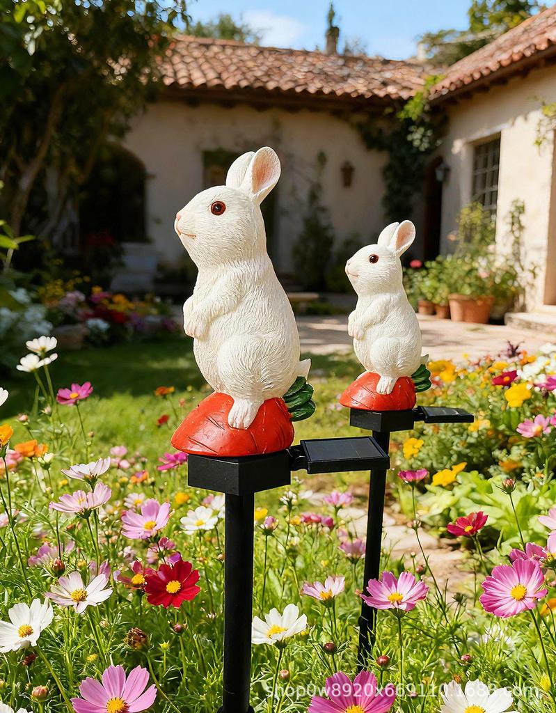Cross-Border Solar Resin Rabbit Light: Outdoor Waterproof Garden Landscape Ground Stake