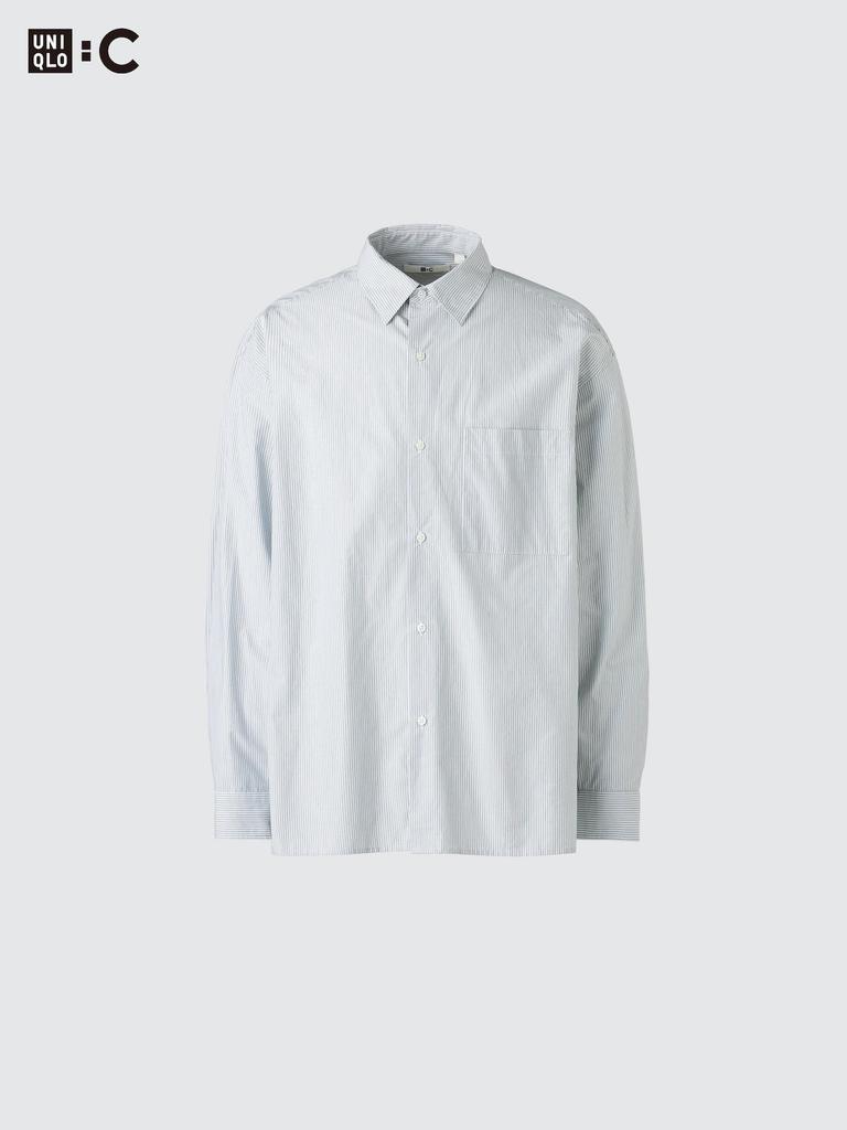 Uniqlo BroAd Cloth Oversized Shirt  Long Sleeve  Border A