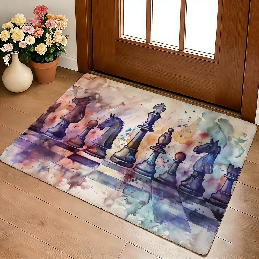 Chess Lovers Motivational Art Floor Mat Cozy Flannel Soft Thick Non-Slip Mat For Living Room Bedroom Kitchen Decor Rugs