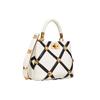 Valentino Roman Stud Series Diamond Pattern Soft Lambskin Removable Adjustable Chain Shoulder Strap Crossbody Shoulder Tote Bag Small WW0B0I97ZDFA81