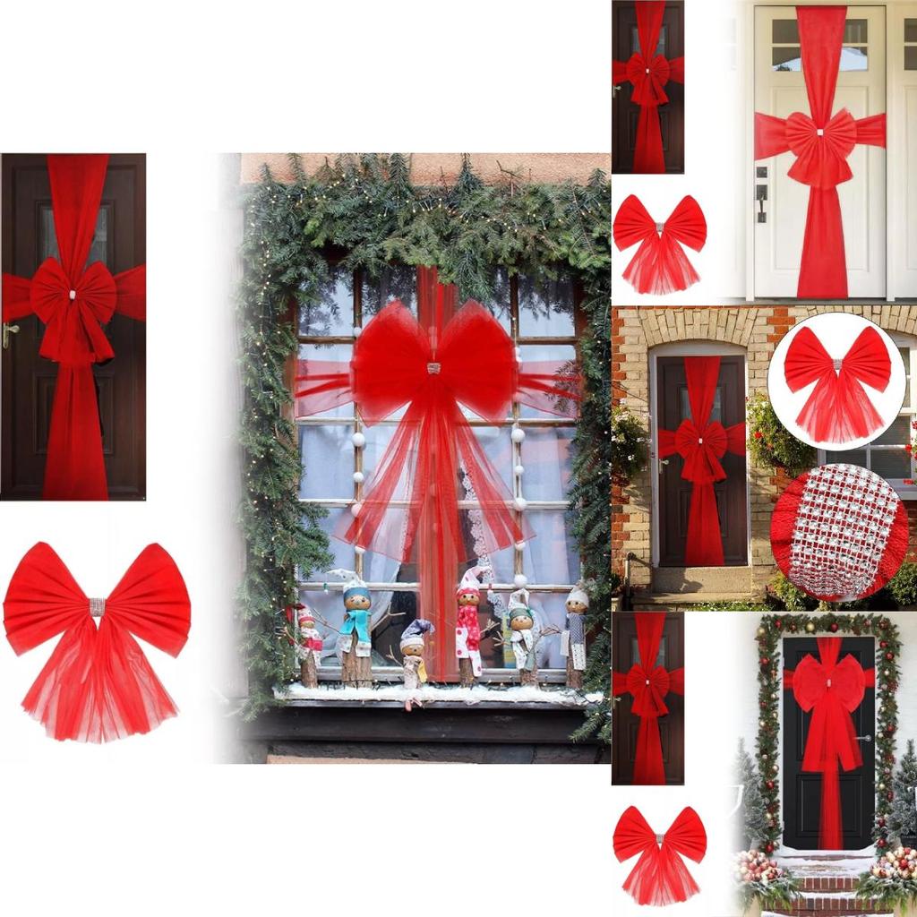 Luxurious Red Christmas Traditional Double Layer Bow Door Decoration For Holiday Festivities