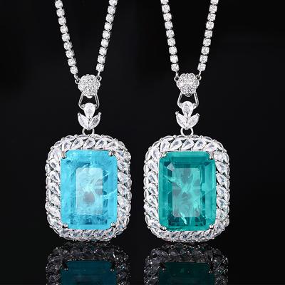 Takı Bakır Taban Altın Kaplama Moda Taklit Zümrüt Kare 20 * 28 Kolye