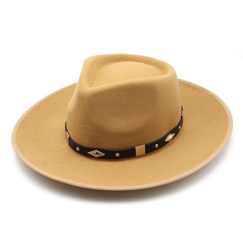 Vintage Woolen Hat British Hat Wide Brim Jazz Top Hat Versatile Hat Trendy Felt Hat