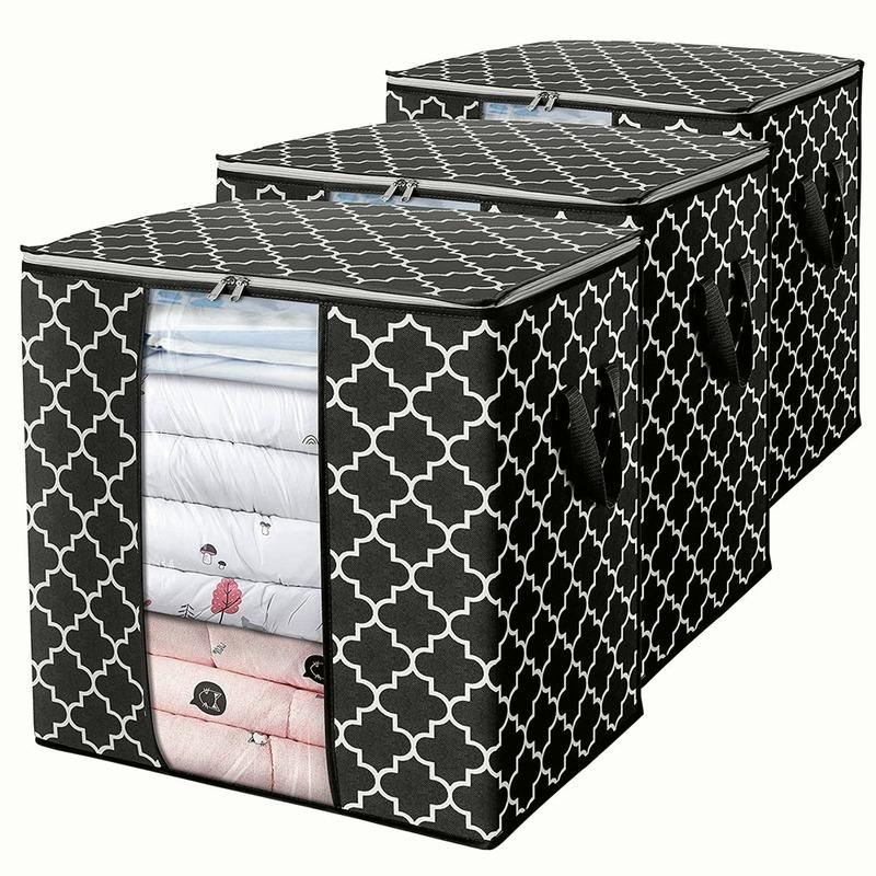 3 шт., сумки для хранения одежды, органайзер на молнии, подкровать, шкаф, куб, шкаф, коробки 52*37*52cm чёрный