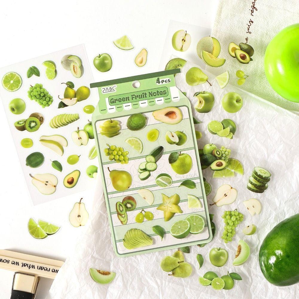 Fresh Cute Style Fruit Stickers Kawaii Style Creative DIY PET Stickers Fruit Theme Decorative Stickers Flat Stickers