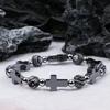 Stone Cross Natural Black Beaded Bracelet For Couples Minimalist Cold Wind Style