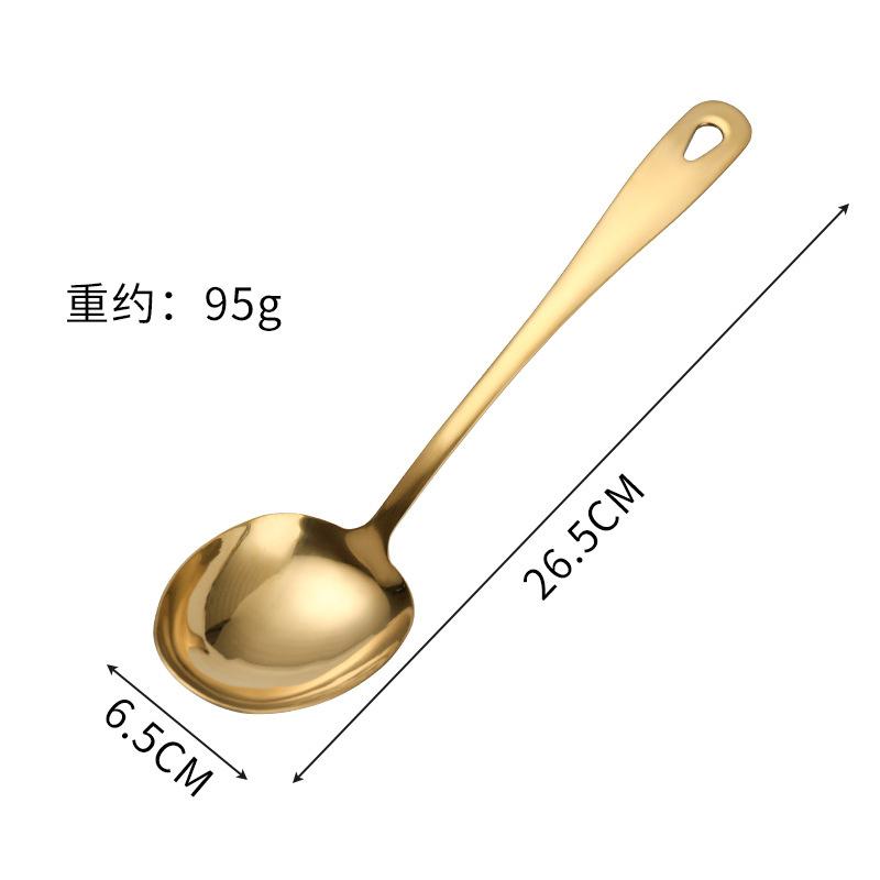 Stainless Steel Serving Kitchenware Soup Spoon Long Handle Fork Colander Cooking Spatula Buffet Cutlery Set Thicken Tableware