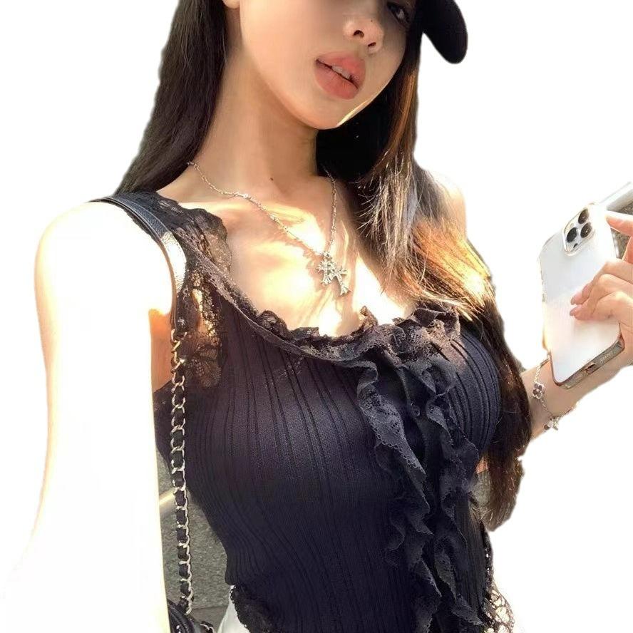Spice Girl Lace Slim Skinny Sleeveless Vest Summer Chic Fashion Versatile Niche Ins Pure Sexy Top